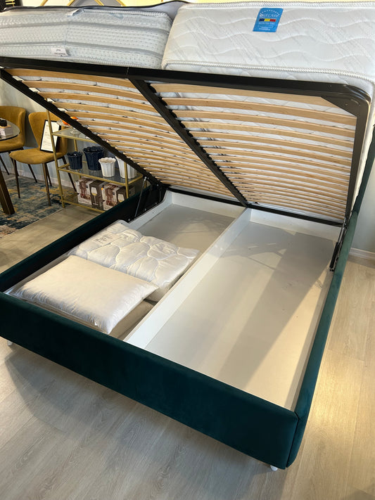 Pat Tapitat Linea 200x160 cm cu Ladă și Somieră Rabatabilă Lichidare de Stoc 30% Reducere