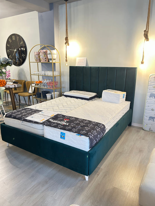 Pat Tapitat Linea 200x160 cm cu Ladă și Somieră Rabatabilă Lichidare de Stoc 30% Reducere