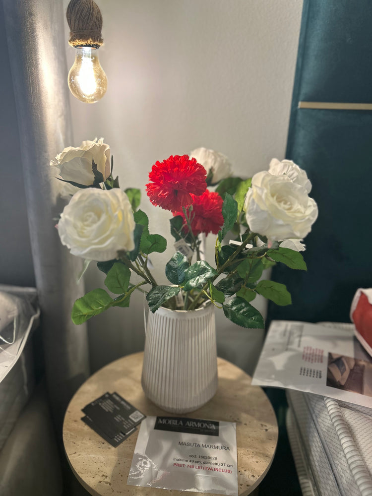 Buchet 3 trandafiri artificiali albi