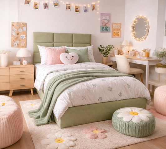 Pat tapitat Cubic cu rama, somiera rabatabila