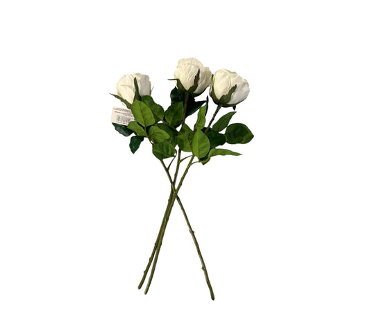 Buchet 3 trandafiri artificiali albi