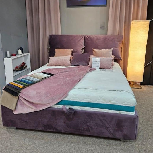 Pat Tapițat Lara Twist cu Somieră Rabatabilă și Ladă Depozitare