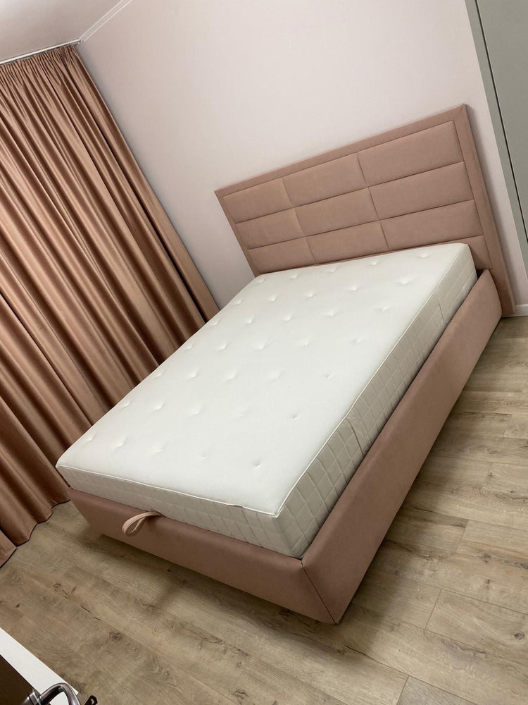 Pat tapitat Cubic cu rama, somiera rabatabila