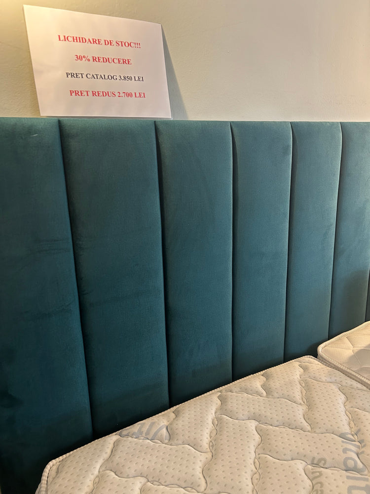 Pat Tapitat Linea 200x160 cm cu Ladă și Somieră Rabatabilă Lichidare de Stoc 30% Reducere