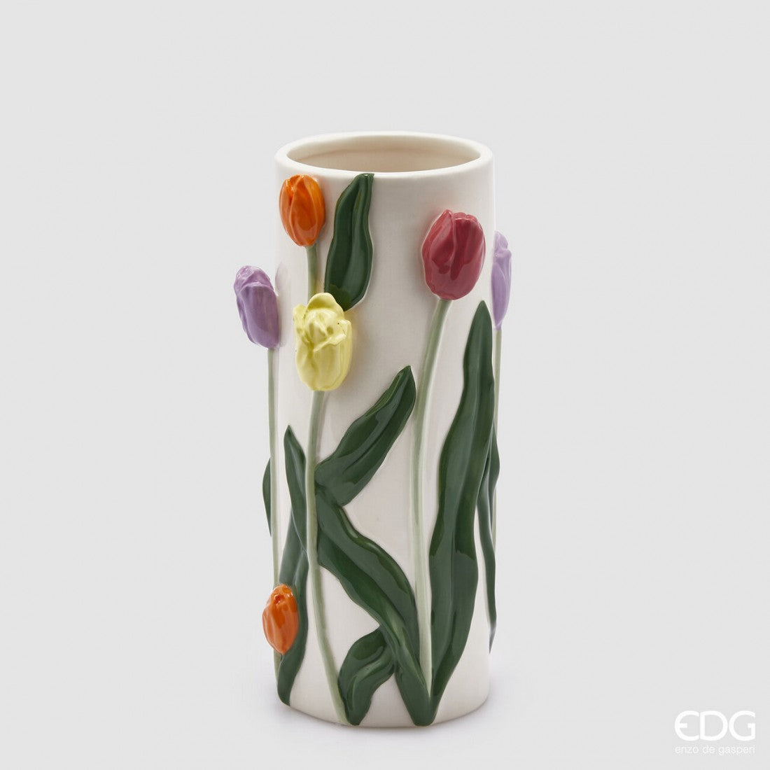 Vază Ceramică cu Lalele Aplicate Enzo de Gasperi 28cm | Armonia Sibiu