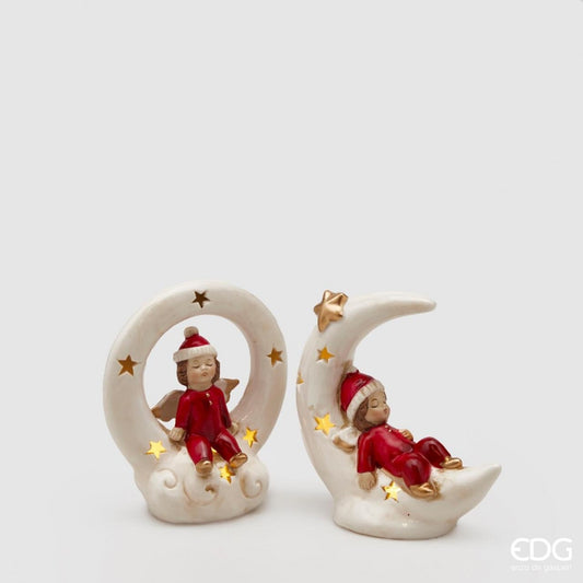 Decoratiune LED-ingeras cu luna/semiluna