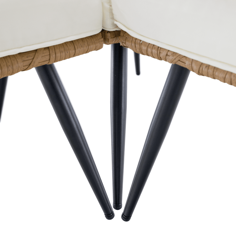 Set de grădină din ratan, natural / negru / bej, ARALY la comanda, livrare 2-3 saptamani