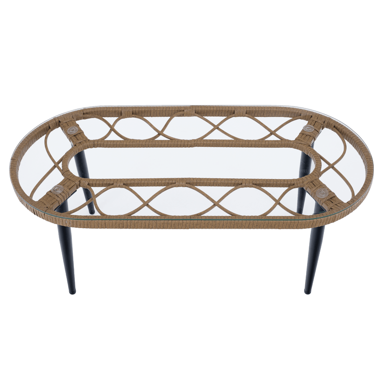 Set de grădină din ratan, natural / negru / bej, ARALY la comanda, livrare 2-3 saptamani