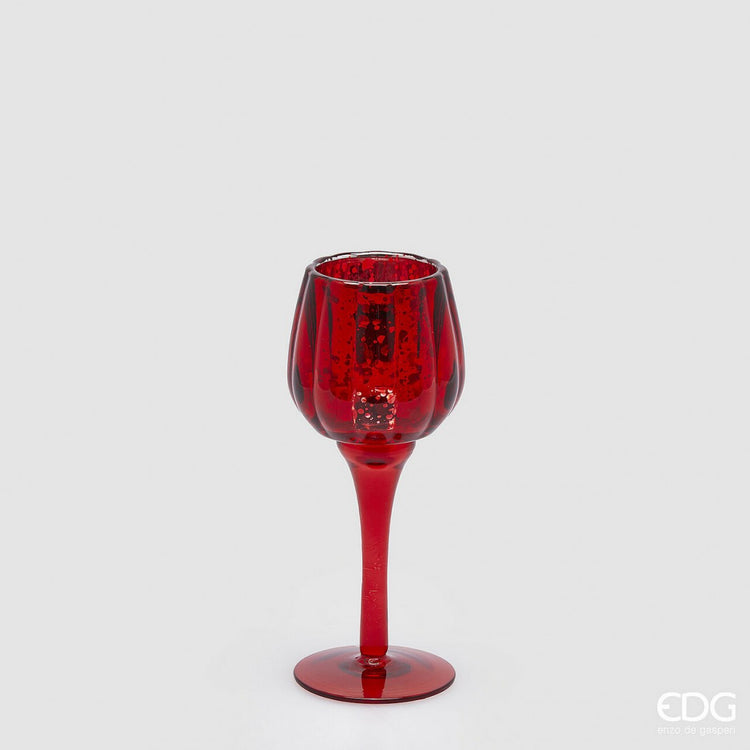 Suport Lumânare Tip Pahar din Sticlă Groasă 22 cm - Design Elegant