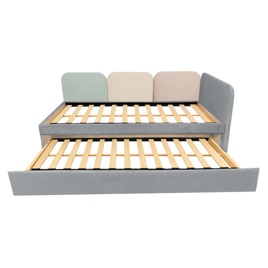 Pat cu pat suplimentar, gri/amestec de culori, 90x200, DUHA