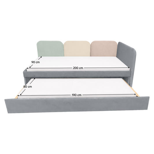 Pat cu pat suplimentar, gri/amestec de culori, 90x200, DUHA