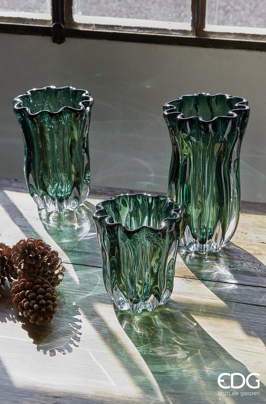 Vaza sticla groasa fluid H 23 cm