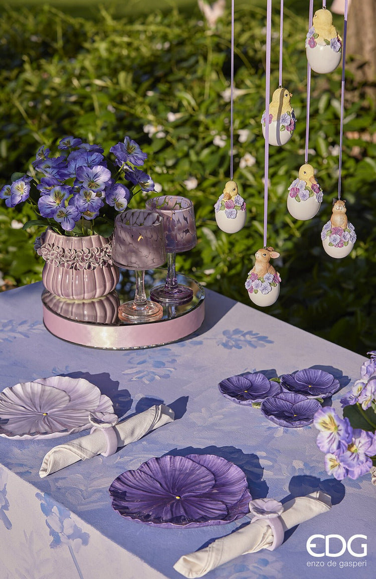 Set 6 Inele ceramice pentru servet de masa -panselute