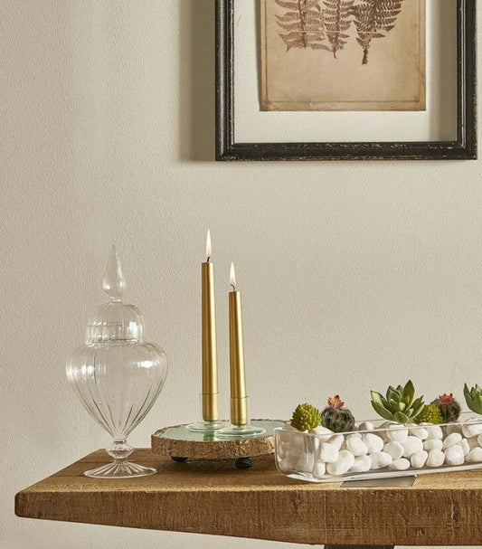 Set 2 suporti lumanare baza sticla