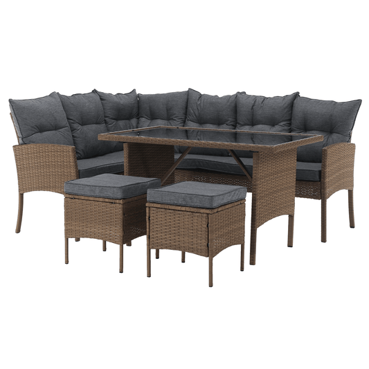 Set de grădină din ratan, culoare naturală / gri deschis, RANDI la comanda, livrare 2-3 saptamani