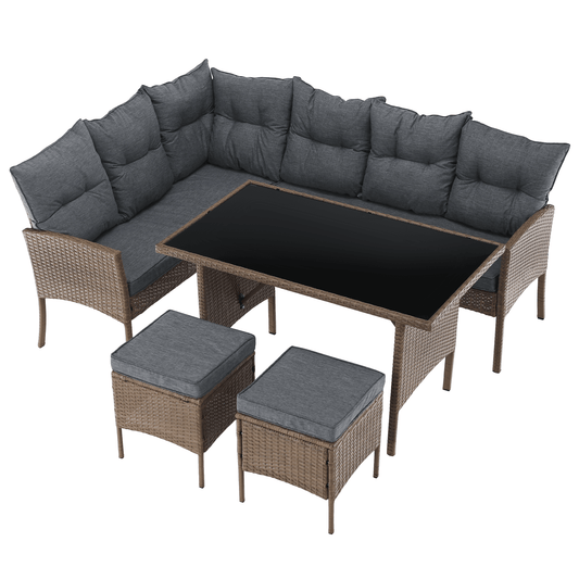 Set de grădină din ratan, culoare naturală / gri deschis, RANDI la comanda, livrare 2-3 saptamani