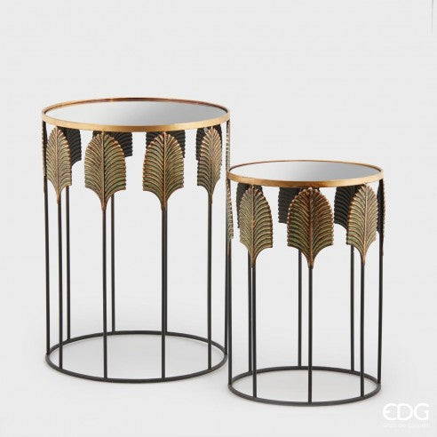Set 2 masute metalice Palmier cu blat oglinda