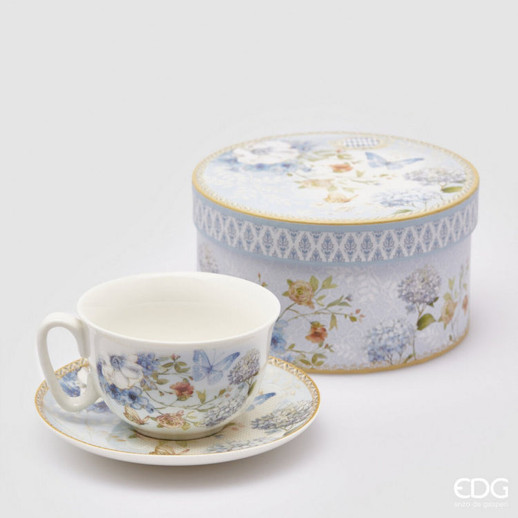 Cana de ceai cu farfurioara din portelan