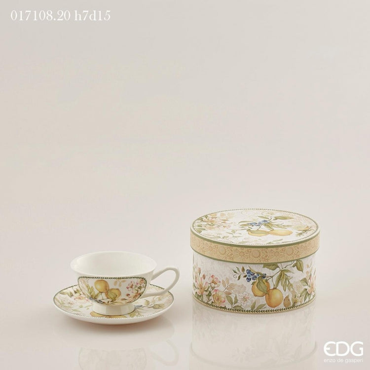 Set Ceai Porțelan - Cană 300ml cu Farfurioara