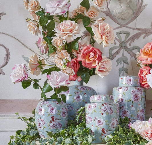 Vaza ceramica Ching cu trandafiri