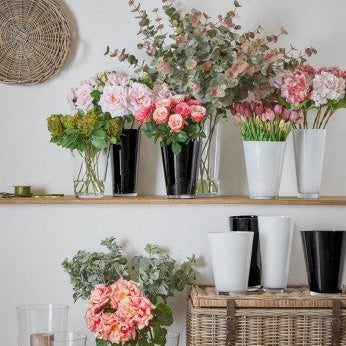 Vază Înaltă Sticlă Neagră 26 cm - Design Modern Elegant