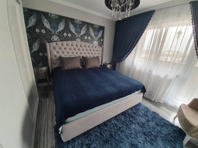 Pat tapitat Classic cu somiera rabatabila