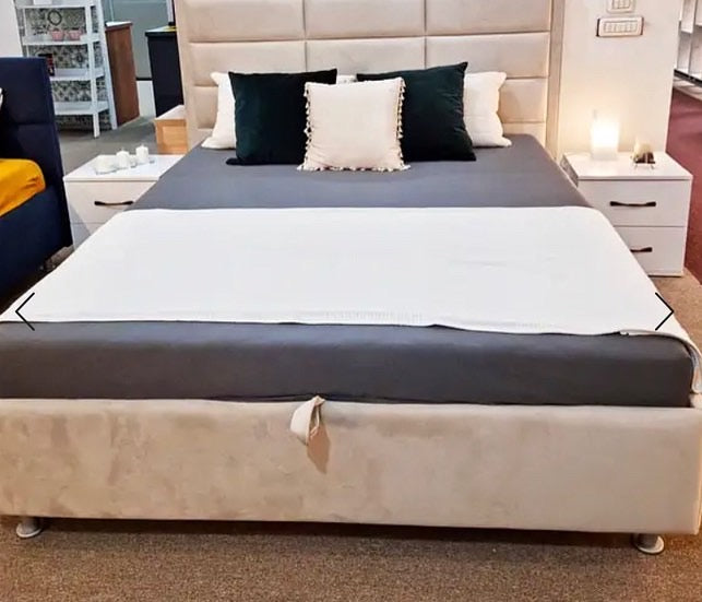 Pat tapitat Cubic cu rama, somiera rabatabila