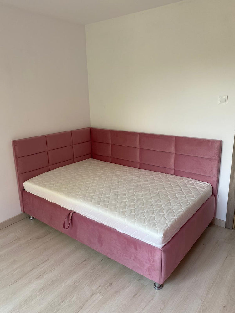 Pat tapitat de colt Cubic  la comanda, livrare 4-6 saptamani