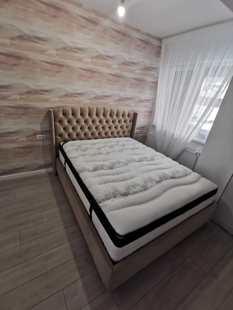 Pat tapitat Classic cu somiera rabatabila