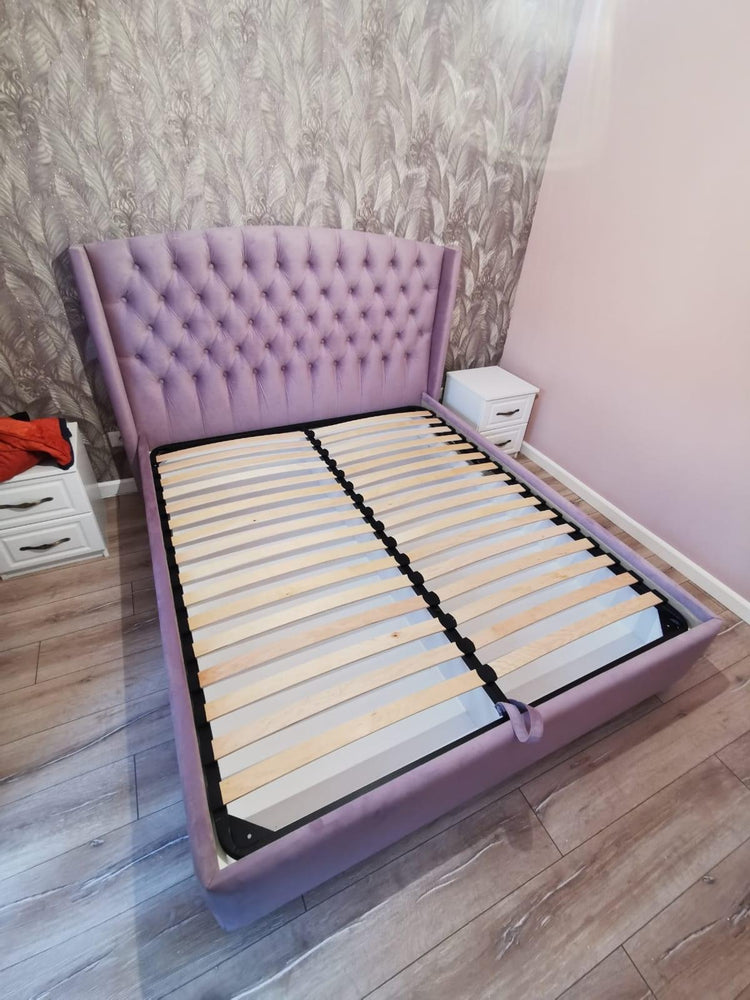 Pat tapitat Classic cu somiera rabatabila