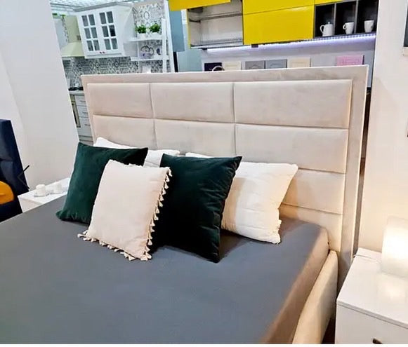 Pat tapitat Cubic cu rama, somiera rabatabila