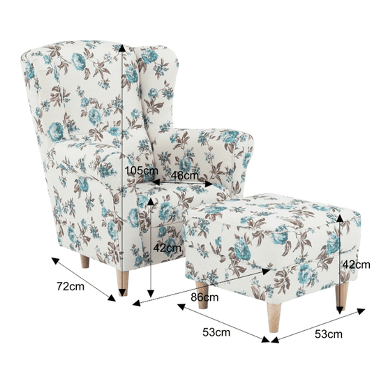 Fotoliu cu taburet Astrid rose la comanda, livrare 2-3 saptamani