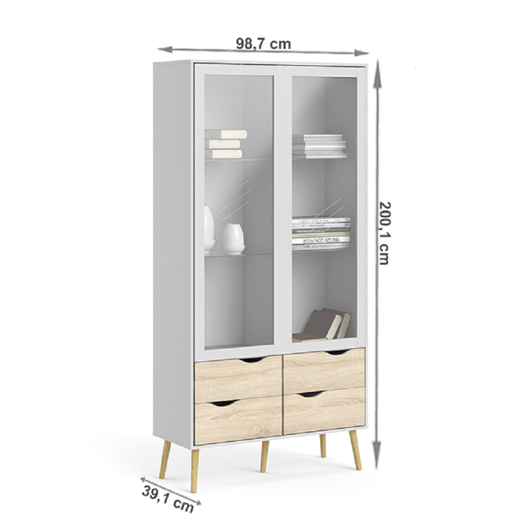 Vitrina stil scandinav 2 usi Oslo la comanda, livrare 2-3 saptamani