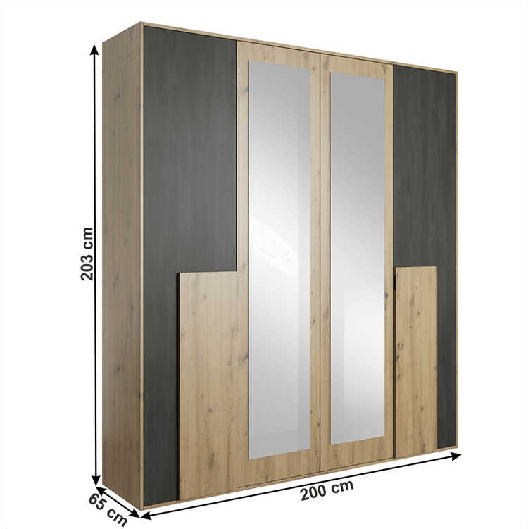 Dormitor Complet Bafra – Dulap 200 cm + Pat 160x200 + Noptiere
