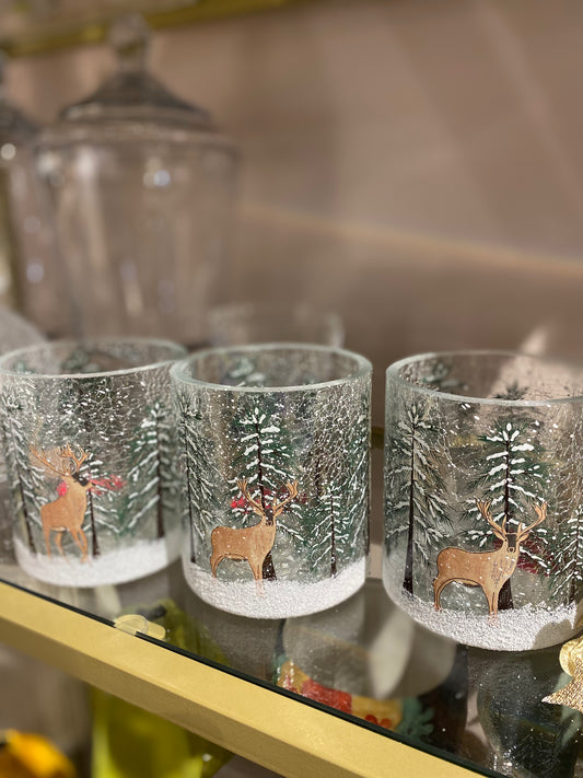 Suport lumanare din sticla sezon Craciun