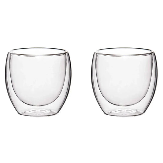 Set 2 pahare pentru cafea, sticlă transparentă 110 ml