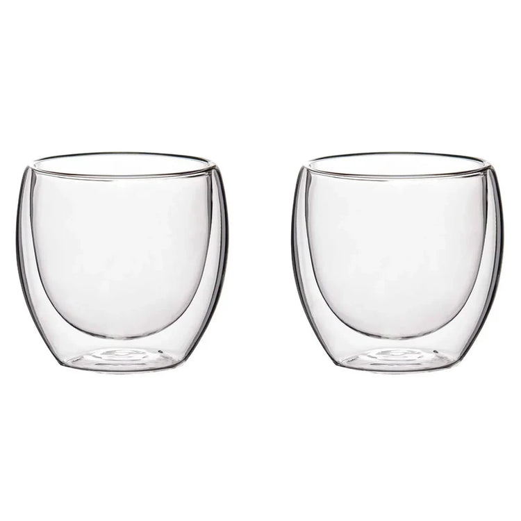 Set 2 pahare pentru cafea, sticlă transparentă 110 ml