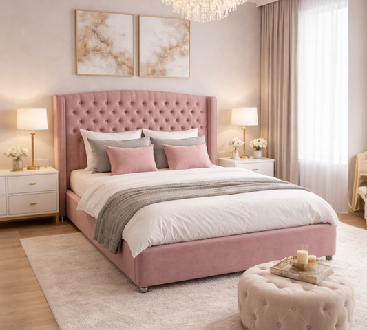 Pat tapitat Classic cu somiera rabatabila