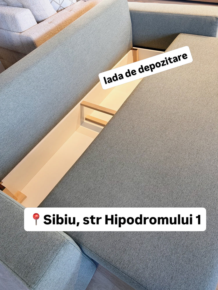 Canapea Extensibilă Clip cu Ladă de Depozitare 234 cm