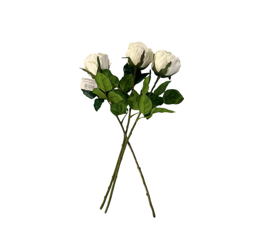 Buchet 3 trandafiri artificiali albi