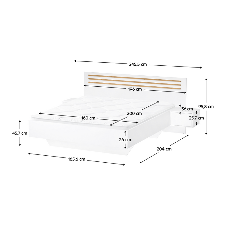Pat dormitor Florens 200x160 cu noptiere