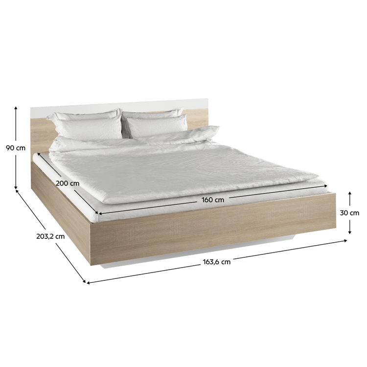 Set Complet Dormitor GABRIELA NEW - Pat 160x200 cm, Stejar Sonoma/Alb