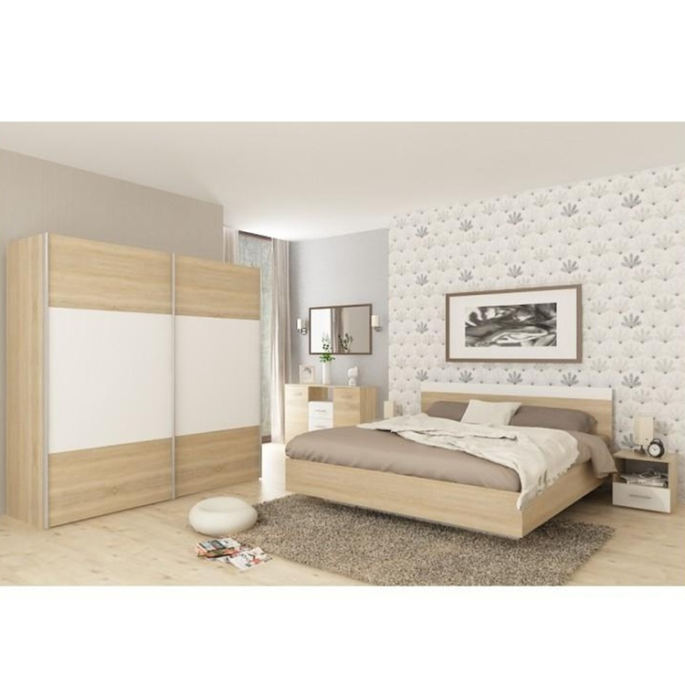 Set Complet Dormitor GABRIELA NEW - Pat 160x200 cm, Stejar Sonoma/Alb