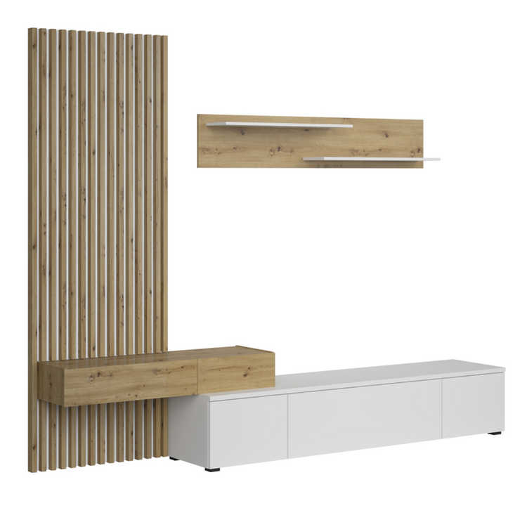 Ansamblu Living REBEKA PLUS - Alb / Stejar Artisan