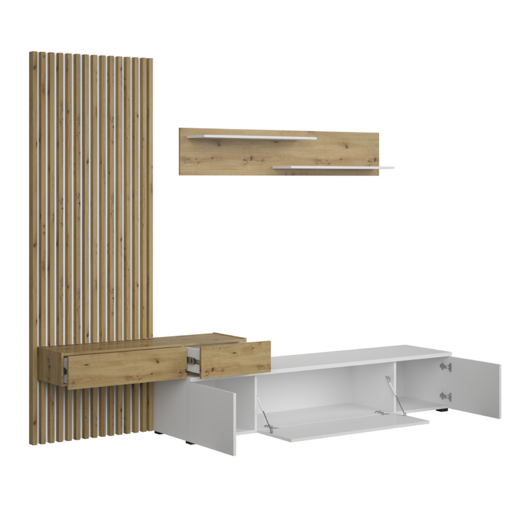 Ansamblu Living REBEKA PLUS - Alb / Stejar Artisan