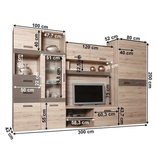 Mobilier Living ASSOR 300 cm Stejar San Marino – La Comanda | Armonia Sibiu