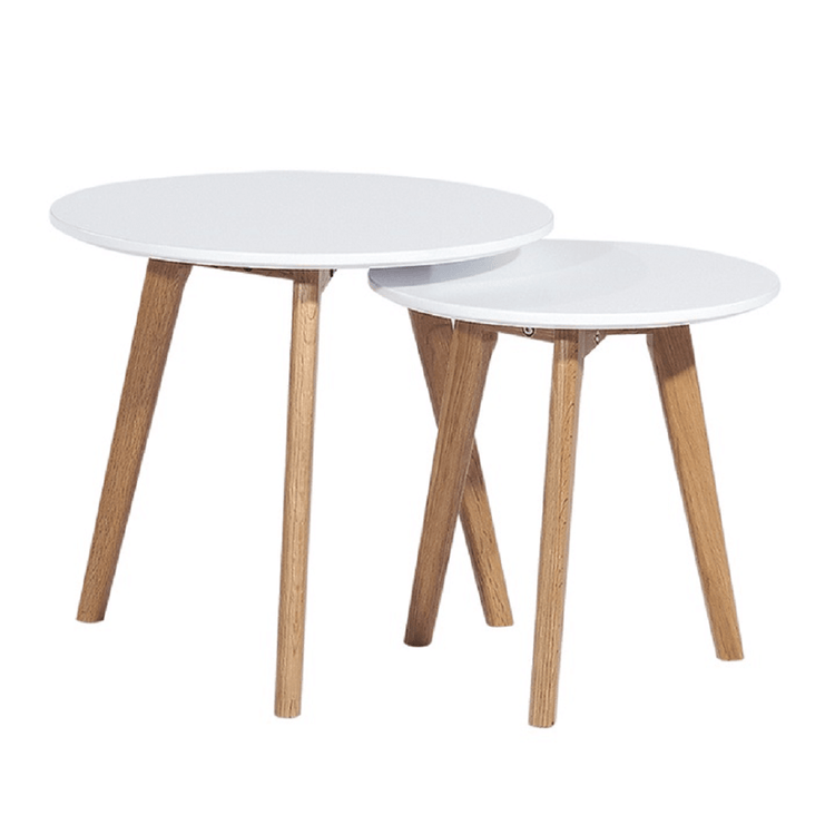 Set 2 masute de cafea MALTO NEW din MDF si lemn, 50x50x45 cm. Design modern, livrate demontat. La comanda, livrare 2-3 saptamani. Comanda pe Armonia Sibiu.